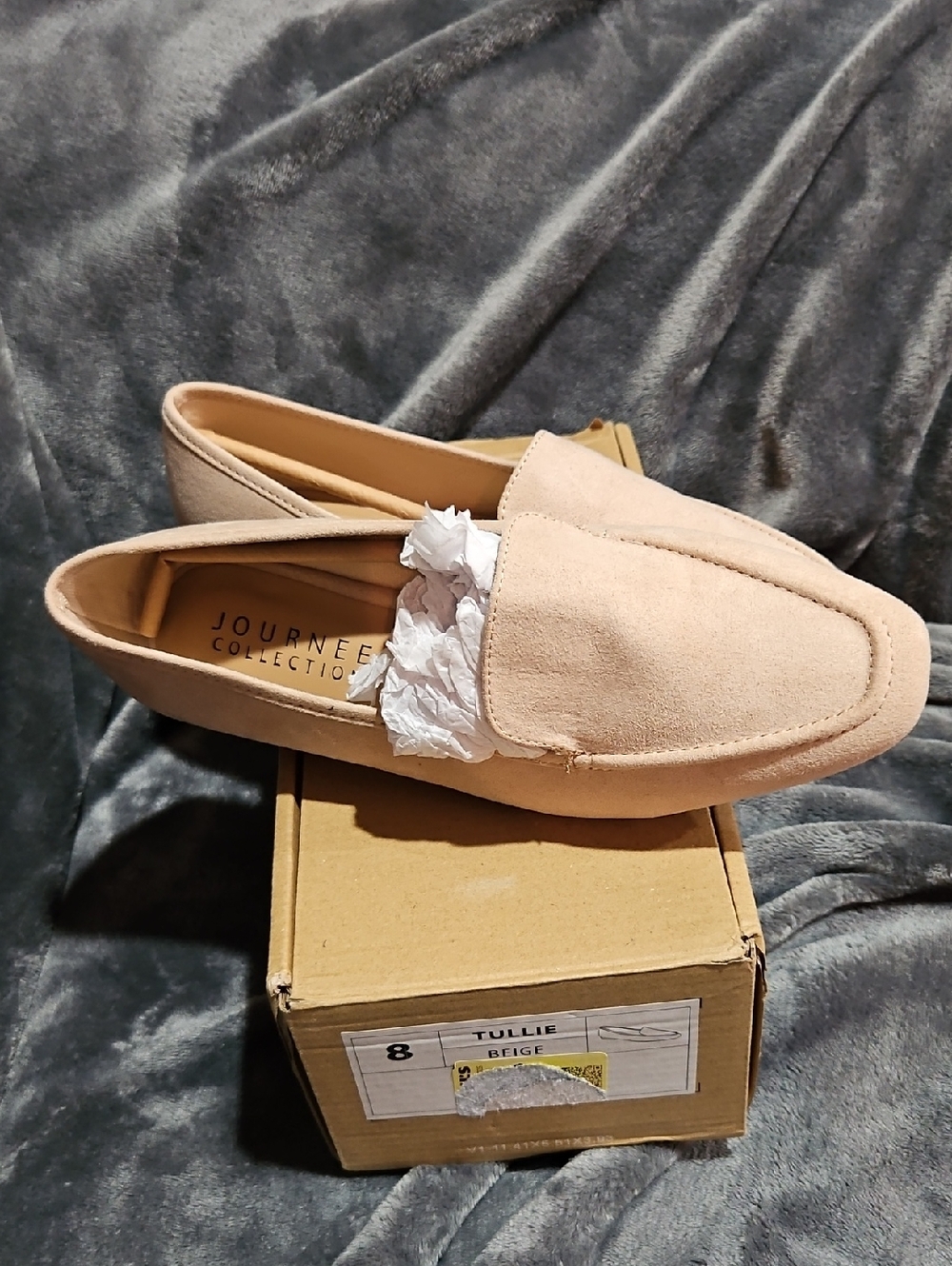 Journee Collection Beige Women Size 8 Slip-On Loafers
